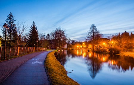Wegorapa river in Wegorzewo, Masuria, Polandの写真素材