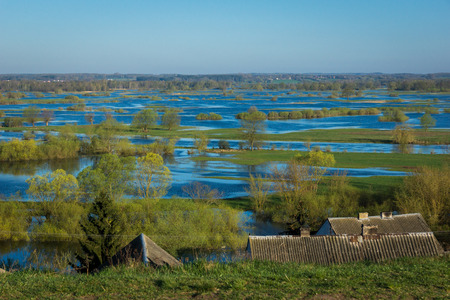 View from Mount Strekowa to the backwaters of Narew river in Podlasie, Polandの写真素材