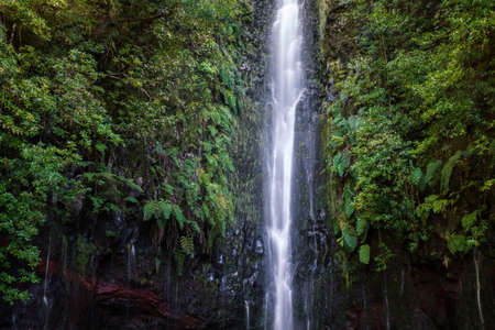 Waterfall 25 Fontes in Levada Rabacal, Madeira island, Portugalの写真素材