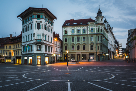 Preseren Square in Ljubljana, Sloveniaの写真素材
