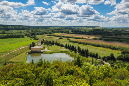 Meadow in Janowiec near Kazimierz Dolny, Lubelskie, Polandの写真素材