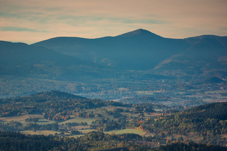 View from Krzyzna Gora in Rudawy Janowickie, Sudety, Polandの写真素材