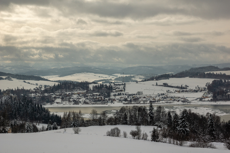 Niedzica at winter, Malopolskie, Polandの写真素材