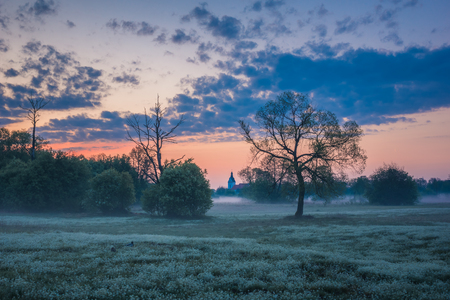 Valley of the Jeziorka River at spring near Piaseczno, Masovia, Polandの写真素材