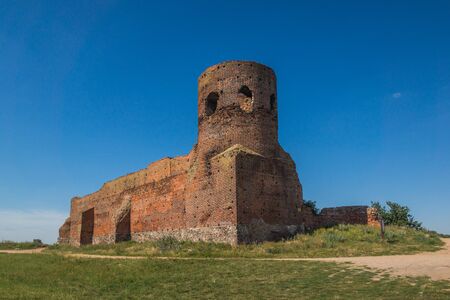 Ruins of a fortified castle in Kolo, Polandの写真素材