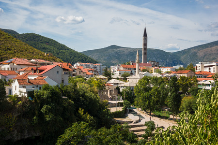 View on the Mostar city in Bosnia and Hercegovinaのeditorial素材