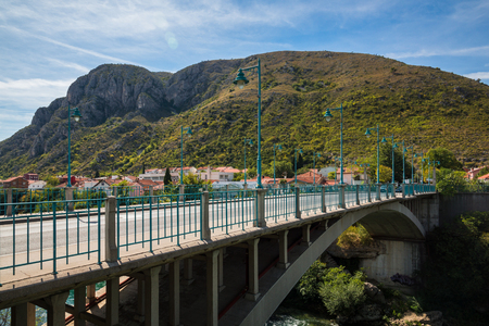 Bridge over the Neretva river in Mostar, Bosnia and Hercegovinaのeditorial素材