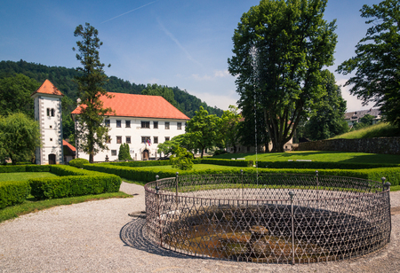 Palace and park in Polhov Gradec, Upper Carniola, Sloveniaのeditorial素材