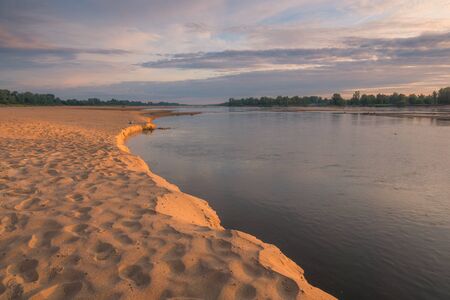 Morning on the Vistula River somewhere in Masovia, Polandの写真素材