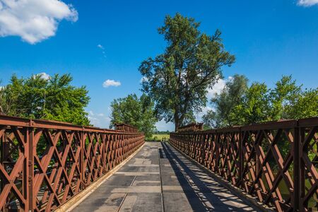 Bridge over the Bzura river near Sochaczew, Polandの写真素材