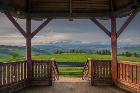 Panorama of the Tatra Mountains from the Litwinka peak, Malopolskie, Polandの写真素材