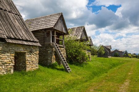 Historic cellars in the settlement of Czorsztyn, Kluszkowce, Polandの写真素材