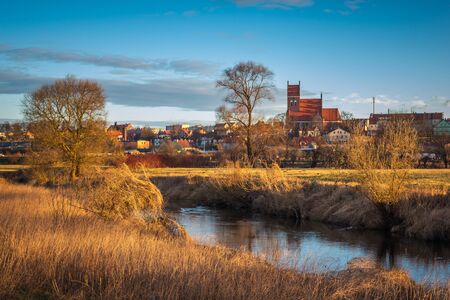 Wierzyca river in Gniew, Pomorskie, Polandの写真素材