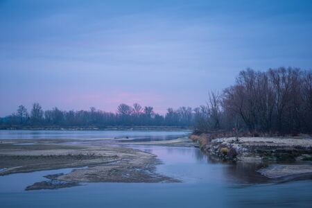 Sandbank on the Vistula river near Gora Kalwaria, Polandの写真素材