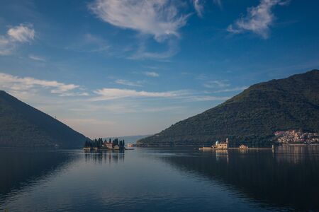 Island on the Bay of Kotor near Perast, Montenegroの写真素材