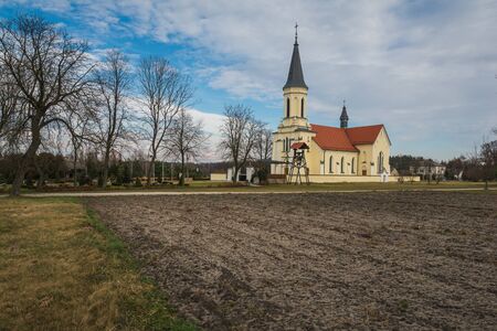 Church of the Nativity of the Blessed Virgin Mary in Pieczyska, Mazowieckie, Polandの写真素材