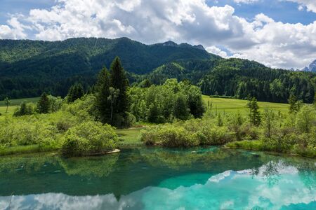 Zelenci Nature Reserve in Podkoren, Sloveniaの写真素材