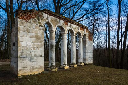Remains of an old building in the park in Warka, Masovia, Polandの写真素材