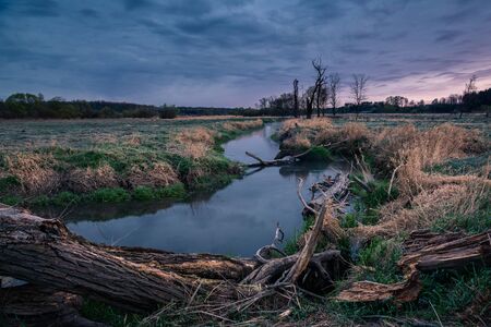 Dawn in the Jeziorka valley near Piaseczno, Masovia, Poland