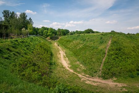 Fort V "Wlochy" at sunny day in Warsaw, Polandの写真素材