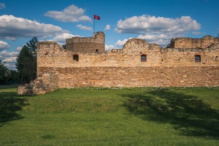 The ruins of the royal castle from the 14th century in Inowlodz, Lodzkie, Polandの写真素材
