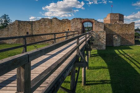 The ruins of the royal castle from the 14th century in Inowlodz, Lodzkie, Polandの写真素材