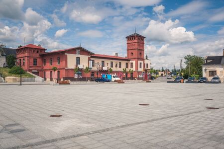 Main square and historic buildings in Sulejow, Lodzkie, Polandの写真素材