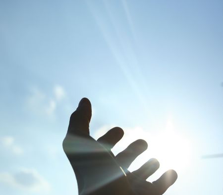Hand on sky