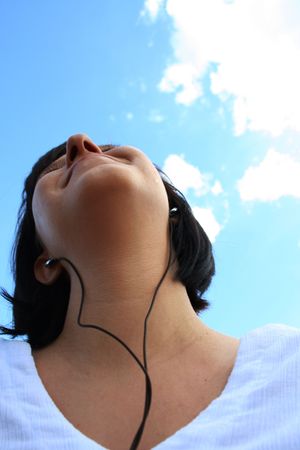 Enjoying musicの写真素材