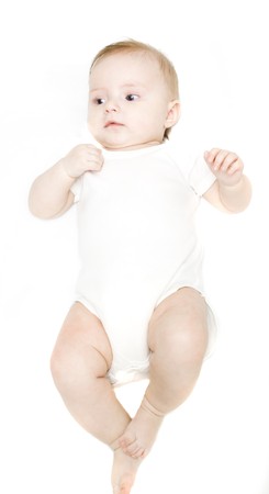 Baby on a white backgroundの写真素材