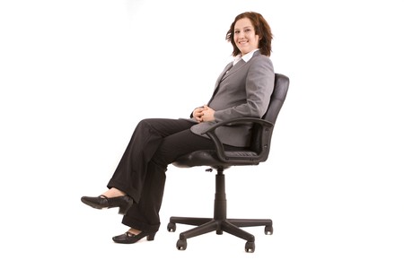 Business woman on a white backgroundの写真素材