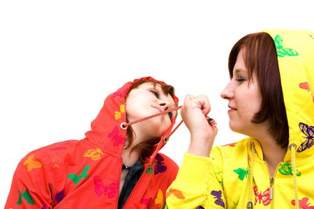 Friends on a white backgroundの写真素材