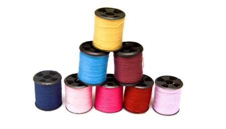Mukti colour threads on white background