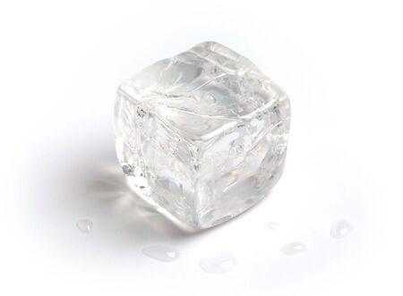 Single Ice Cube on whiteの写真素材
