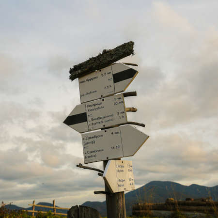 A signpost with directions to the North and South of Chile.