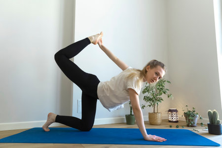 woman is doing pilatesの写真素材