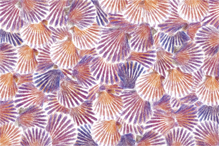 Abstract pastel painting of seashellsの写真素材