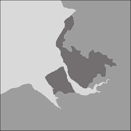 Simple grayscale map of Merseyside, North West England, United Kingdom. Liverpool, Sefton and Wirralのイラスト素材