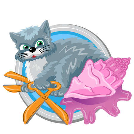 Cancer. Horoscope sign in circle isolated. Cat. Zodiacのイラスト素材