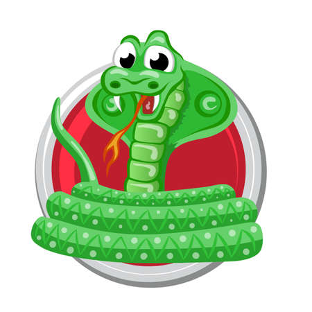 Snake. Orient horoscope sign isolated in circle. Chinese symbols. Zodiac.のイラスト素材