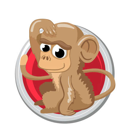 Monkey. Orient horoscope sign isolated in circle. Chinese symbols. Zodiac.のイラスト素材