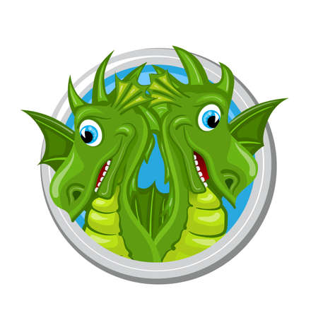 Gemini. Zodiac sign. Horoscope. Two dragons are twins standing side by sideのイラスト素材