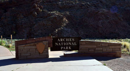 Arches National Park Signの写真素材