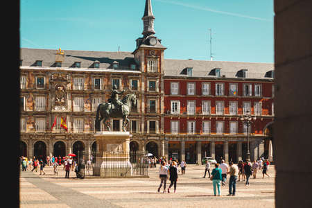 mayor square in madrid spain landscapeのeditorial素材