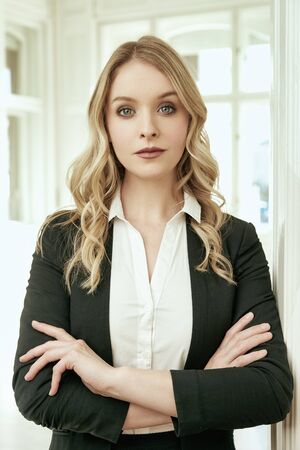 A beautiful blonde businesswoman portrait.