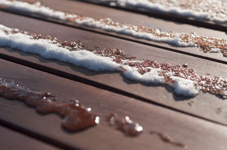 Melting snow at spring timeの写真素材