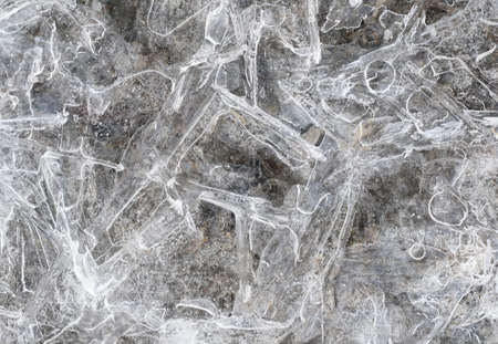 Ice on the lake surface forms beautiful pattern