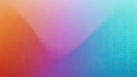 This image features a vibrant, abstract gradient. The composition uses a smooth blend of colors from orange to purple and teal. The effect creates a soft, diffused lighting with no specific focus. It may be used for various purposes like website backgrounds or creative projects.の素材