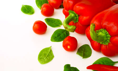 Red peppers and tomatoes                               の写真素材