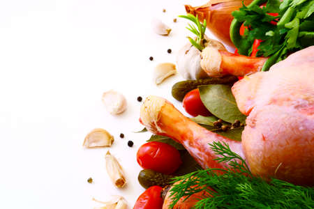  Raw chicken surrounded by vegetables                              の写真素材